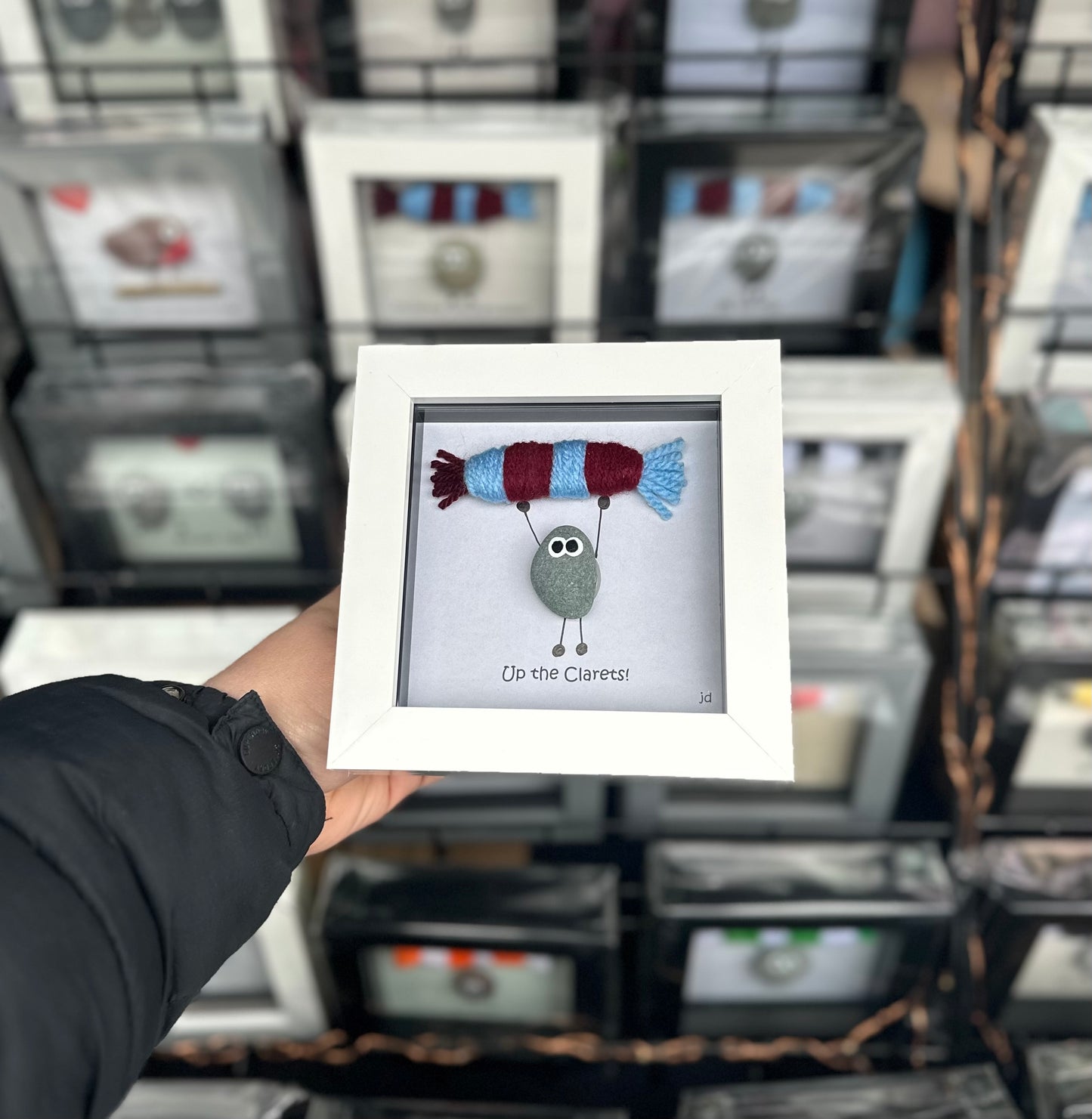 Burnley Gift for Football Fan – Handmade Pebble Art Frame – Supporter Decor - Unique Keepsake
