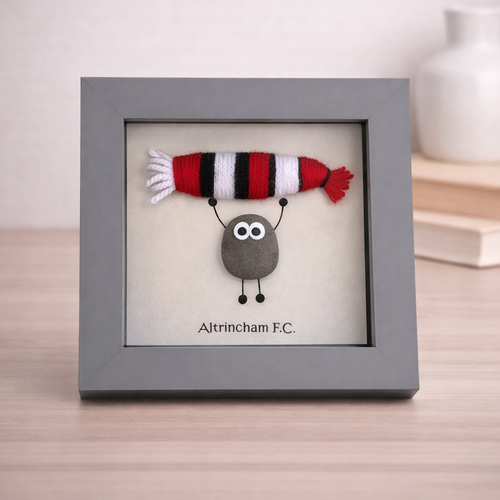 Altrincham Gift for Football Fan – Handmade Pebble Art Frame – Supporter Decor - Unique Keepsake (Copy) (Copy)