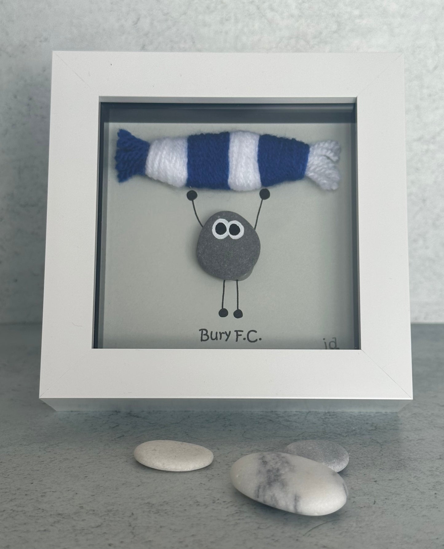 Bury Gift for Football Fan – Handmade Pebble Art Frame – Supporter Decor - Unique Keepsake