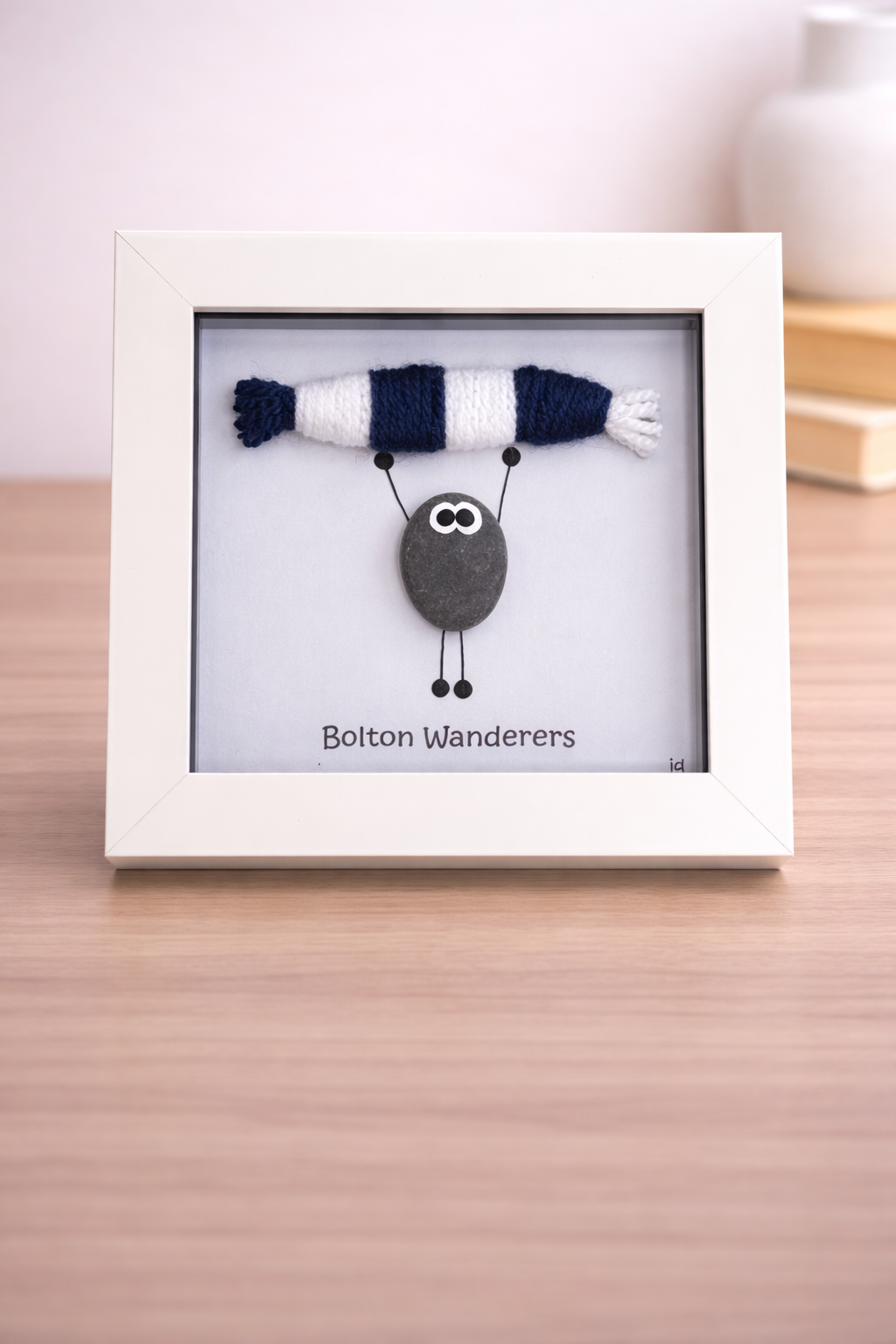 Bolton Wanderers Gift for Football Fan – Handmade Pebble Art Frame – Supporter Decor - Unique Keepsake