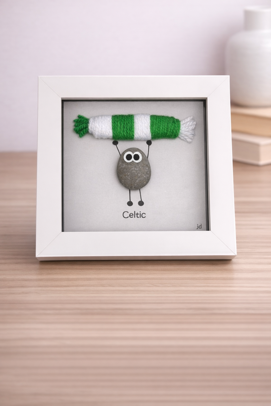 Celtic Gift for Football Fan – Handmade Pebble Art Frame – Supporter Decor - Unique Keepsake