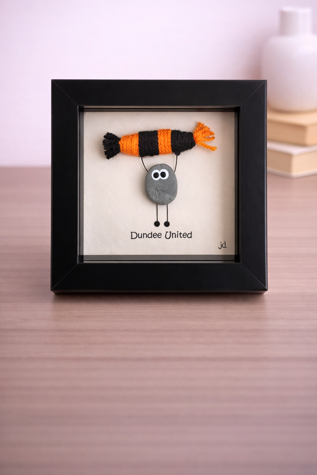 Dundee United Gift for Football Fan – Handmade Pebble Art Frame – Supporter Decor - Unique Keepsake