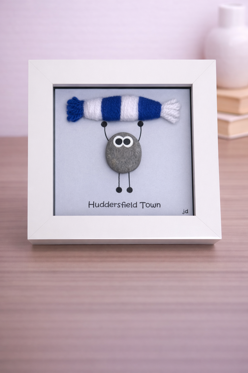 Huddersfield Gift for Football Fan – Handmade Pebble Art Frame – Supporter Decor - Unique Keepsake