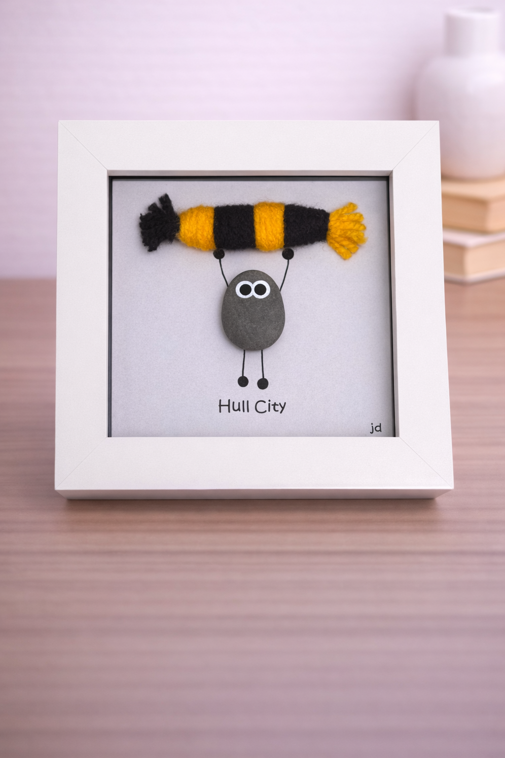 Hull City Gift for Football Fan – Handmade Pebble Art Frame – Supporter Decor - Unique Keepsake