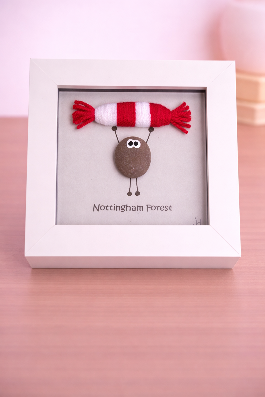 Nottingham Forest Gift for Football Fan – Handmade Pebble Art Frame – Supporter Decor - Unique Keepsake