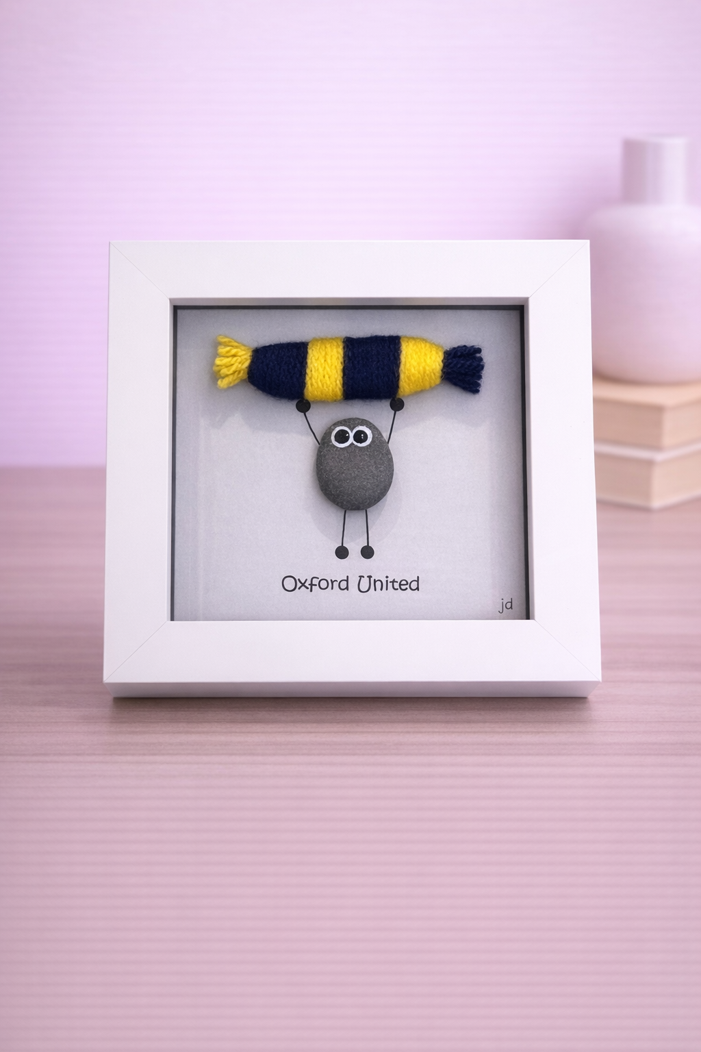 Oxford Gift for Football Fan – Handmade Pebble Art Frame – Supporter Decor - Unique Keepsake