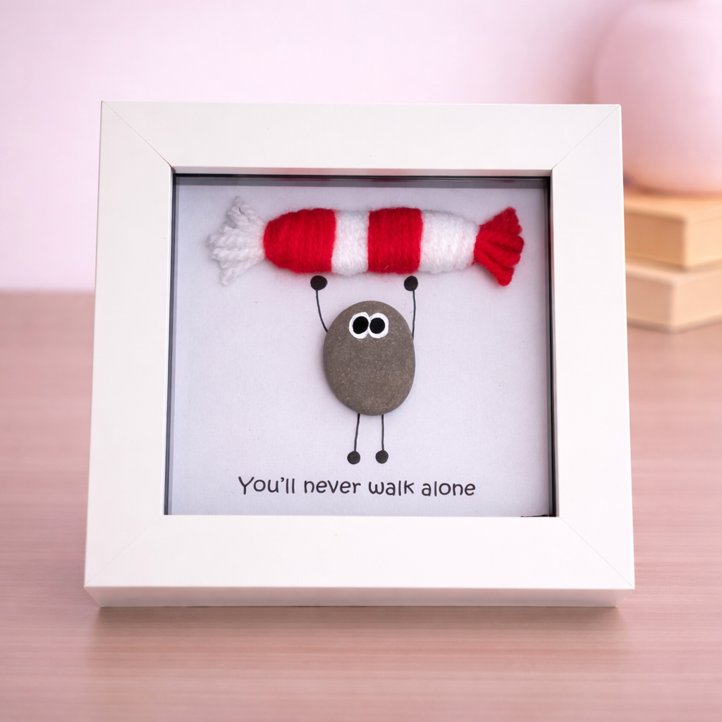 Liverpool Gift for Football Fan – Handmade Pebble Art Frame – Supporter Decor - Unique Keepsake