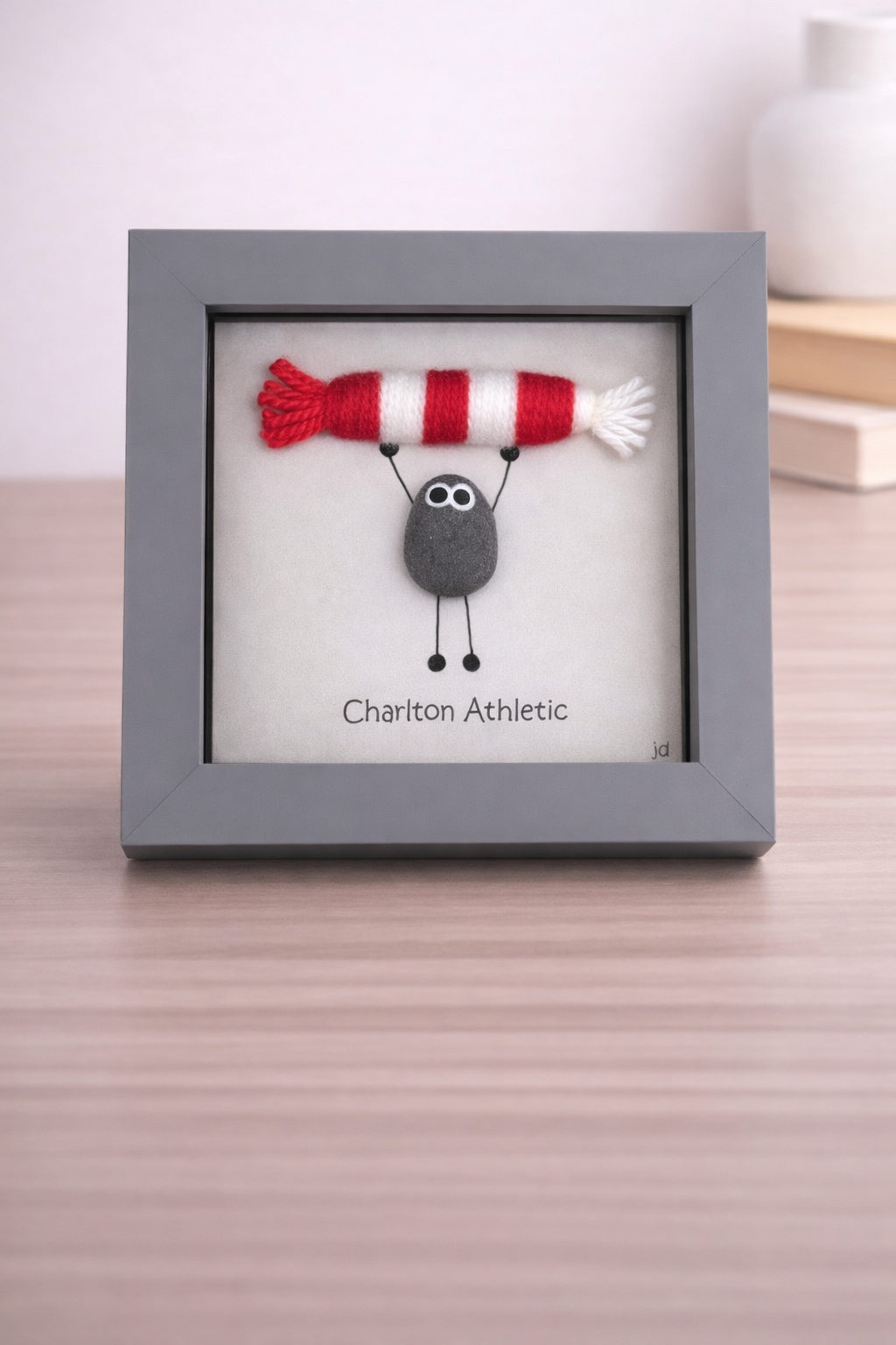 Charlton Athletic Gift for Football Fan – Handmade Pebble Art Frame – Supporter Decor - Unique Keepsake