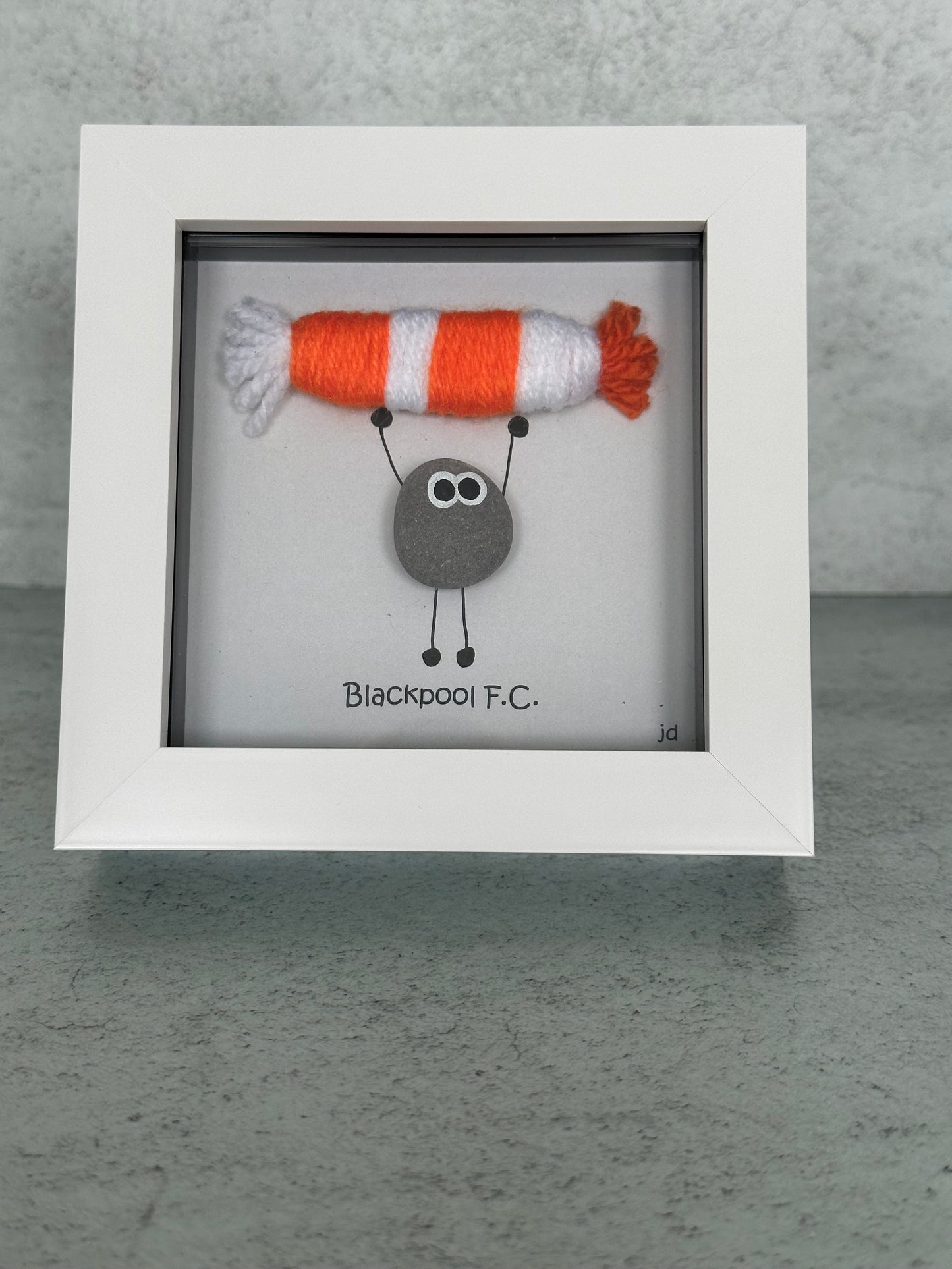 Blackpool Gift for Football Fan – Handmade Pebble Art Frame – Supporter Decor - Unique Keepsake