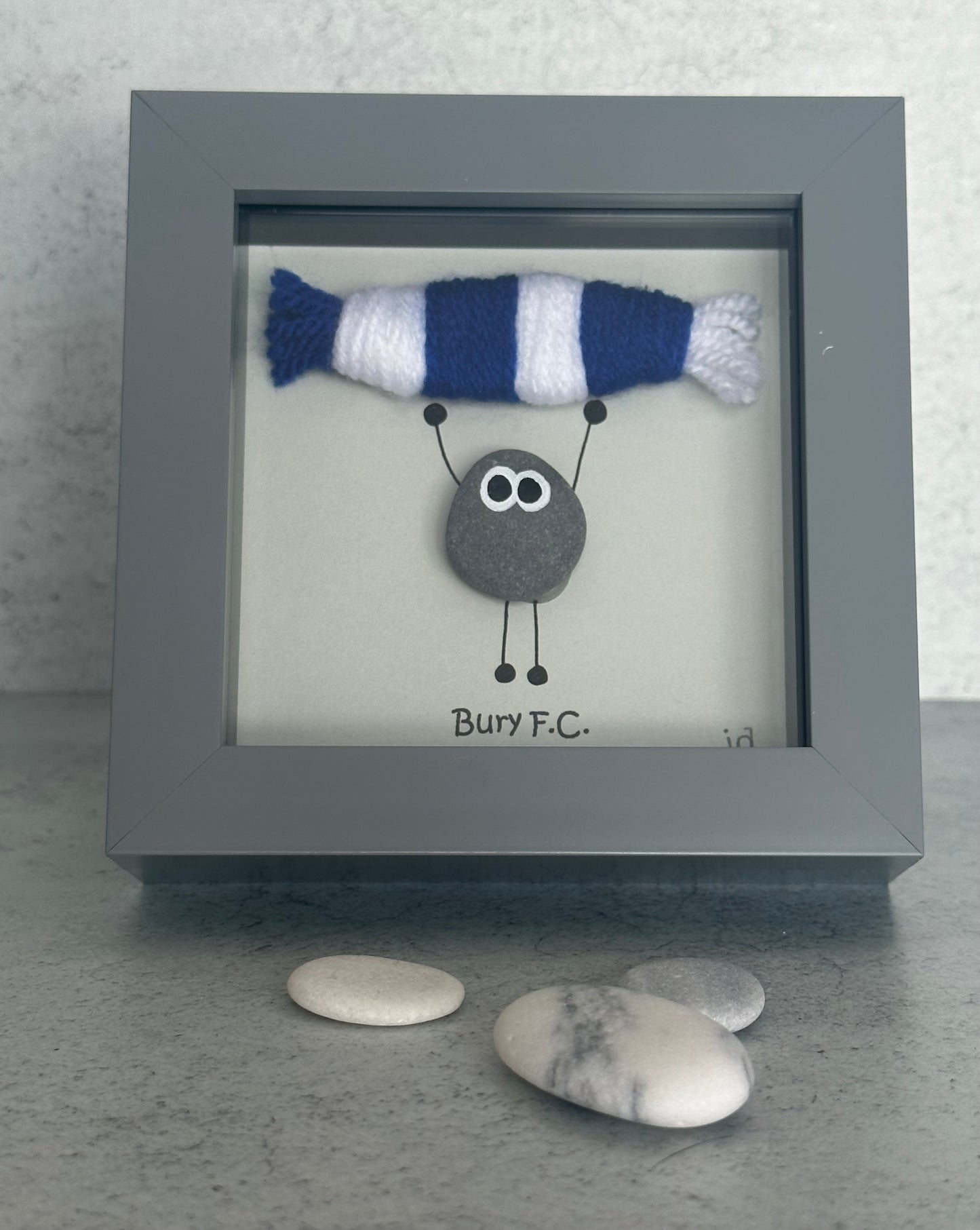 Bury Gift for Football Fan – Handmade Pebble Art Frame – Supporter Decor - Unique Keepsake