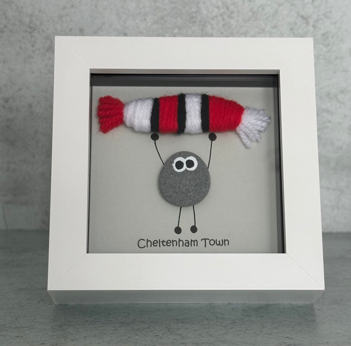 Cheltenham Town Gift for Football Fan – Handmade Pebble Art Frame – Supporter Decor - Unique Keepsake