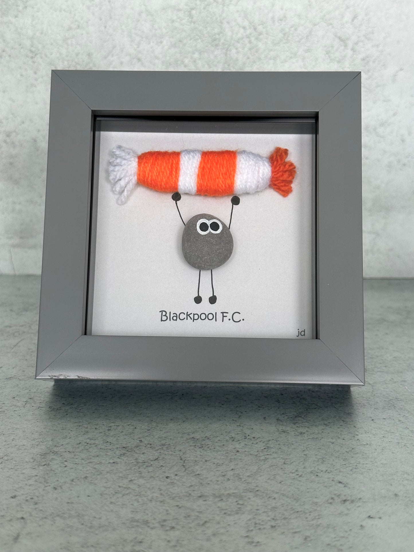 Blackpool Gift for Football Fan – Handmade Pebble Art Frame – Supporter Decor - Unique Keepsake
