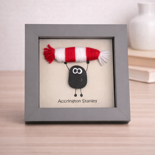 Accrington Gift for Football Fan – Handmade Pebble Art Frame – Supporter Decor - Unique Keepsake