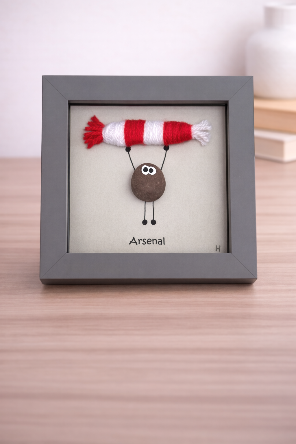 Arsenal Gift for Football Fan – Handmade Pebble Art Frame – Supporter Decor - Unique Keepsake