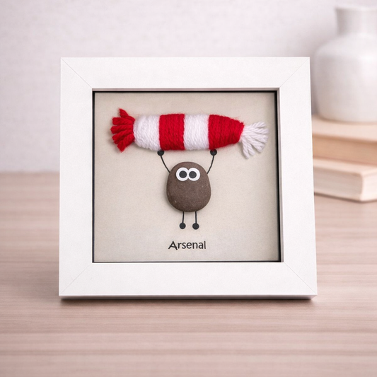 Arsenal Gift for Football Fan – Handmade Pebble Art Frame – Supporter Decor - Unique Keepsake