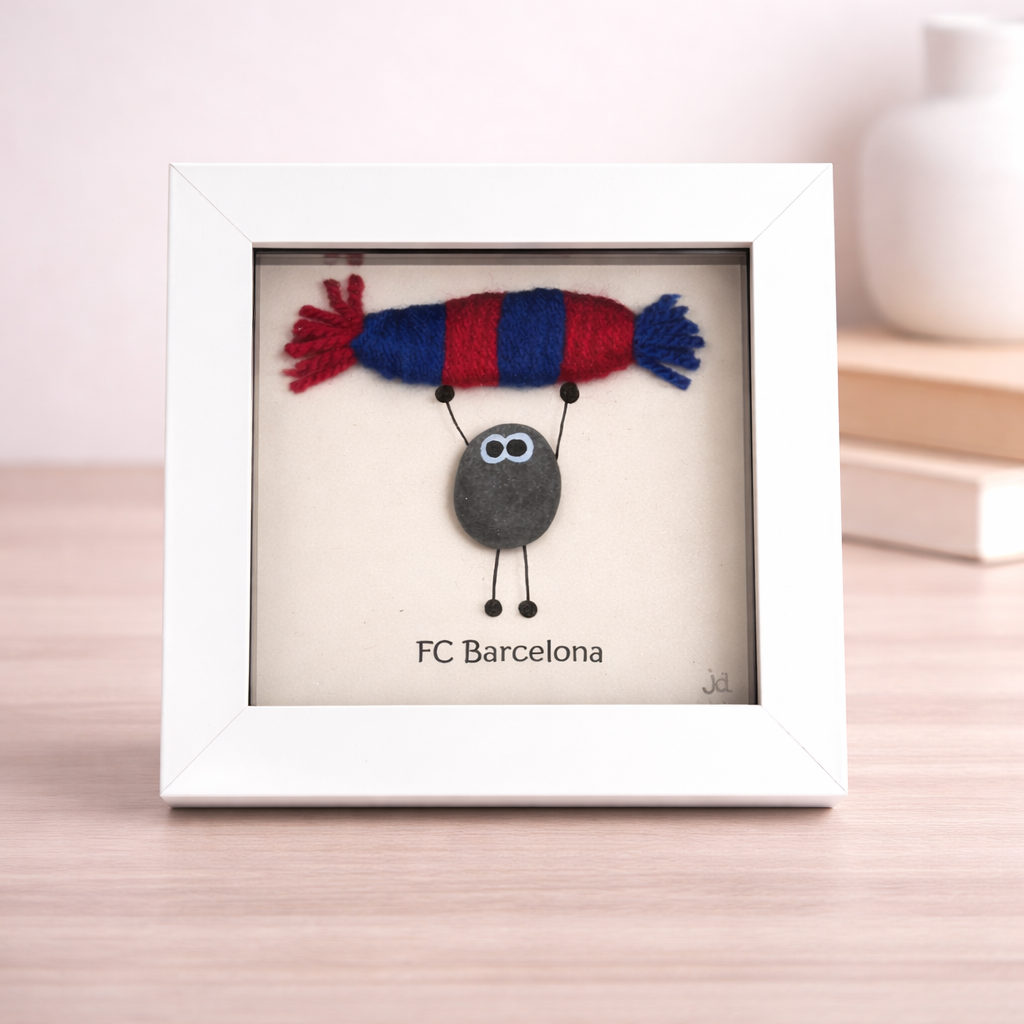 Barcelona Frame- Football gift, Football Fan, Pebble Art, Gift for Him, Birthday Gift, Gift for Boyfriend, Valentines Gift