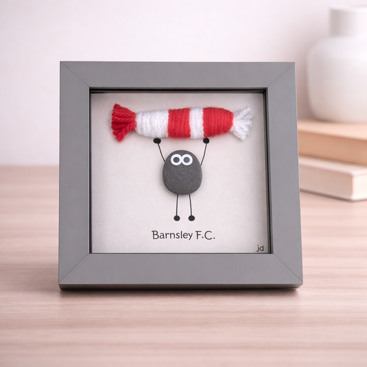 Barnsley Gift for Football Fan – Handmade Pebble Art Frame – Supporter Decor - Unique Keepsake
