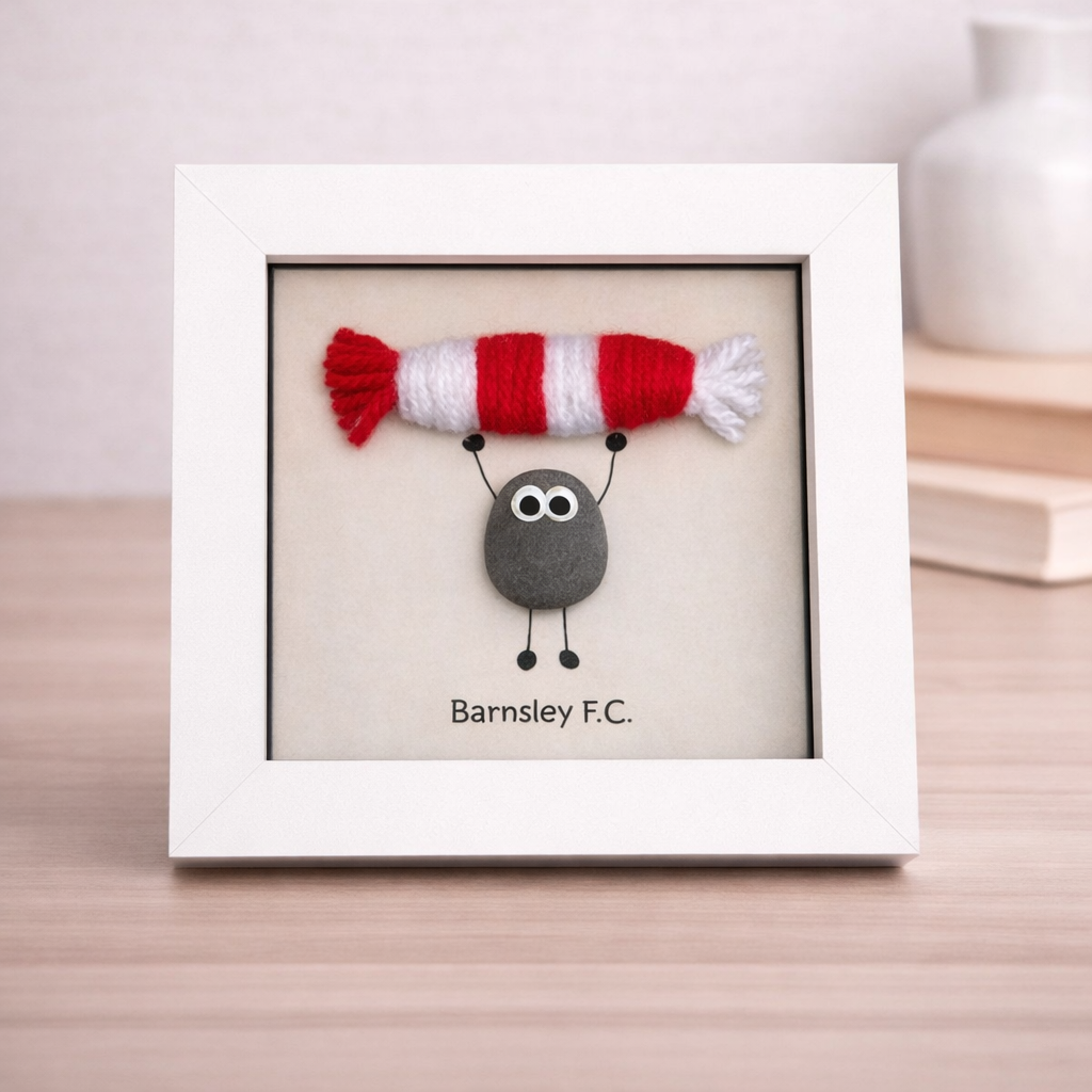 Barnsley Gift for Football Fan – Handmade Pebble Art Frame – Supporter Decor - Unique Keepsake