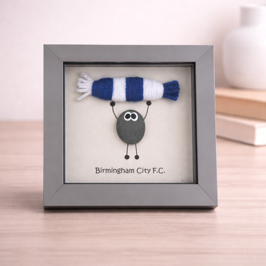 Birmingham Gift for Football Fan – Handmade Pebble Art Frame – Supporter Decor - Unique Keepsake