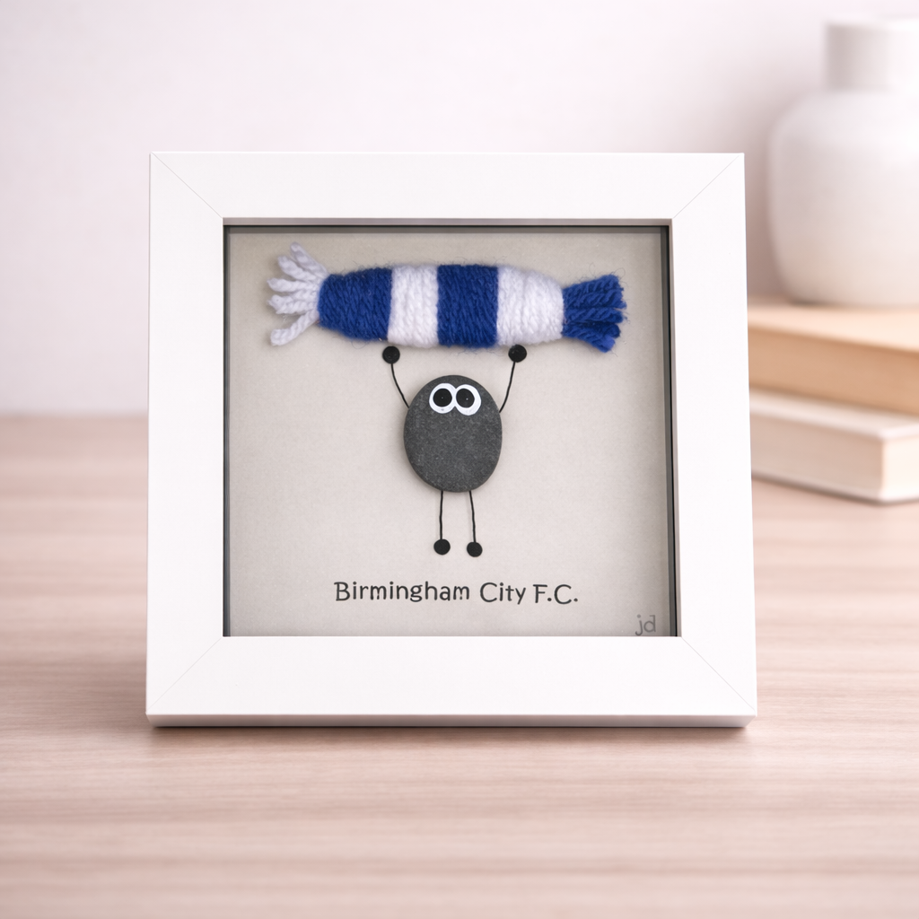 Birmingham Gift for Football Fan – Handmade Pebble Art Frame – Supporter Decor - Unique Keepsake