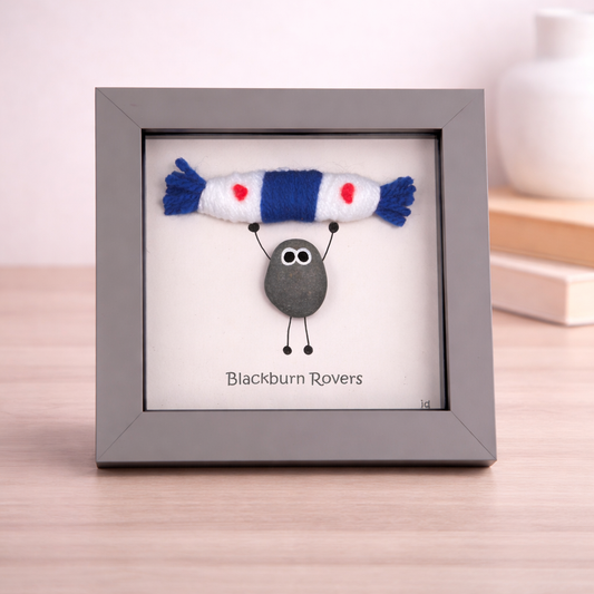 Blackburn Gift for Football Fan – Handmade Pebble Art Frame – Supporter Decor - Unique Keepsake