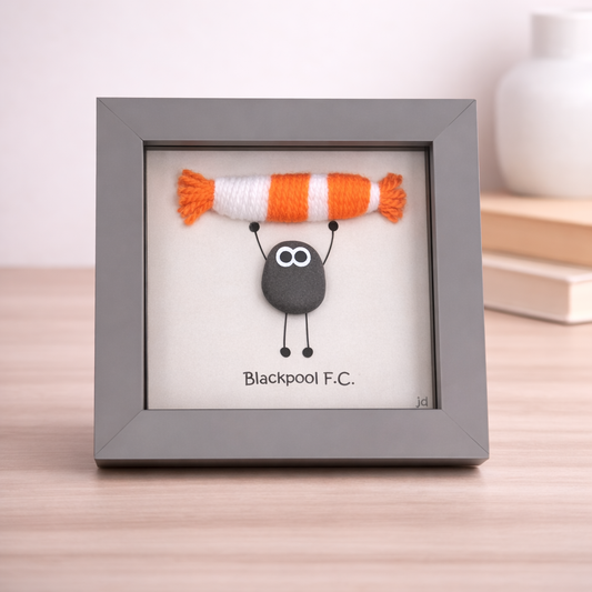 Blackpool Gift for Football Fan – Handmade Pebble Art Frame – Supporter Decor - Unique Keepsake