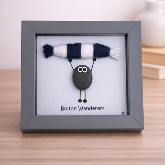 Bolton Wanderers Gift for Football Fan – Handmade Pebble Art Frame – Supporter Decor - Unique Keepsake