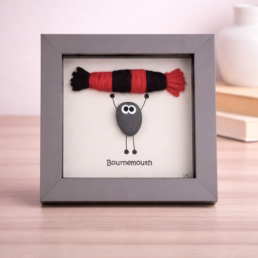 Bournemouth Gift for Football Fan – Handmade Pebble Art Frame – Supporter Decor - Unique Keepsake
