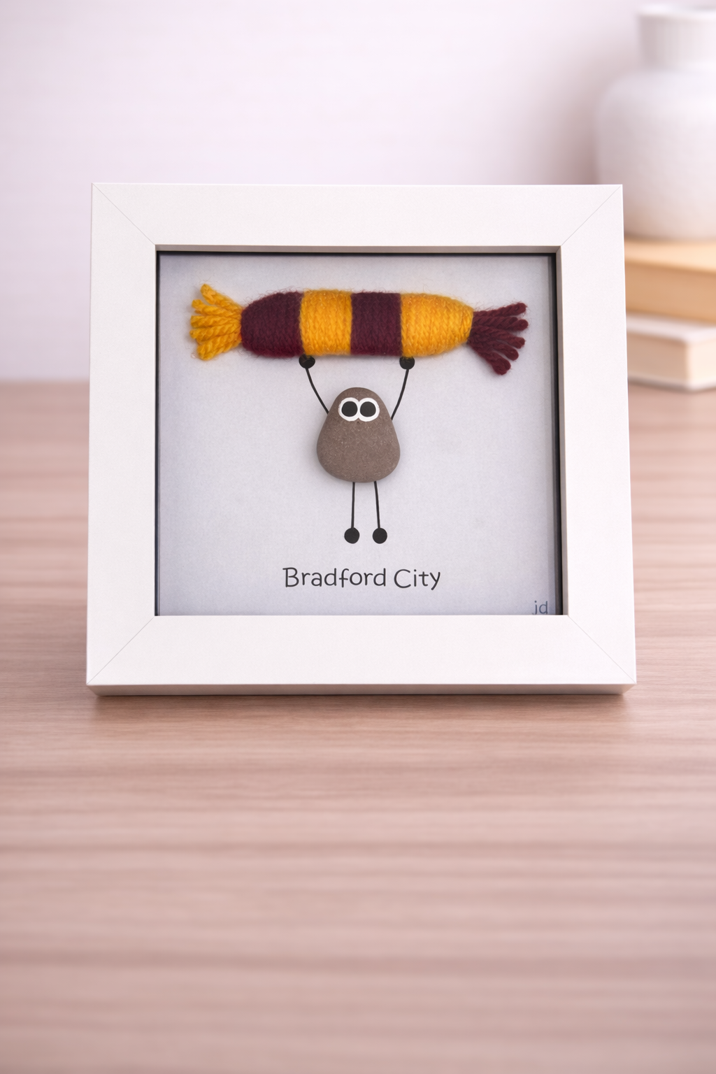 Bradford City Gift for Football Fan – Handmade Pebble Art Frame – Supporter Decor - Unique Keepsake