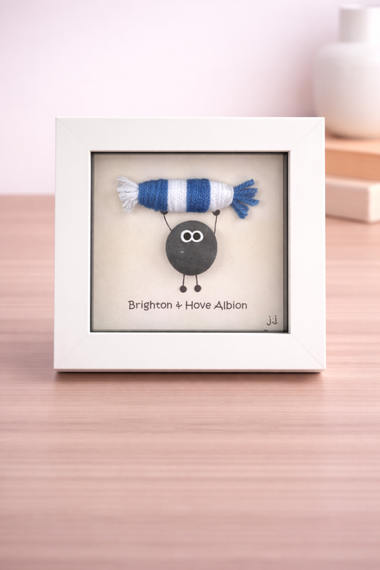 Brighton Gift for Football Fan – Handmade Pebble Art Frame – Supporter Decor - Unique Keepsake