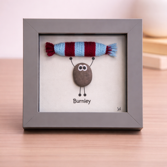 Burnley Gift for Football Fan – Handmade Pebble Art Frame – Supporter Decor - Unique Keepsake
