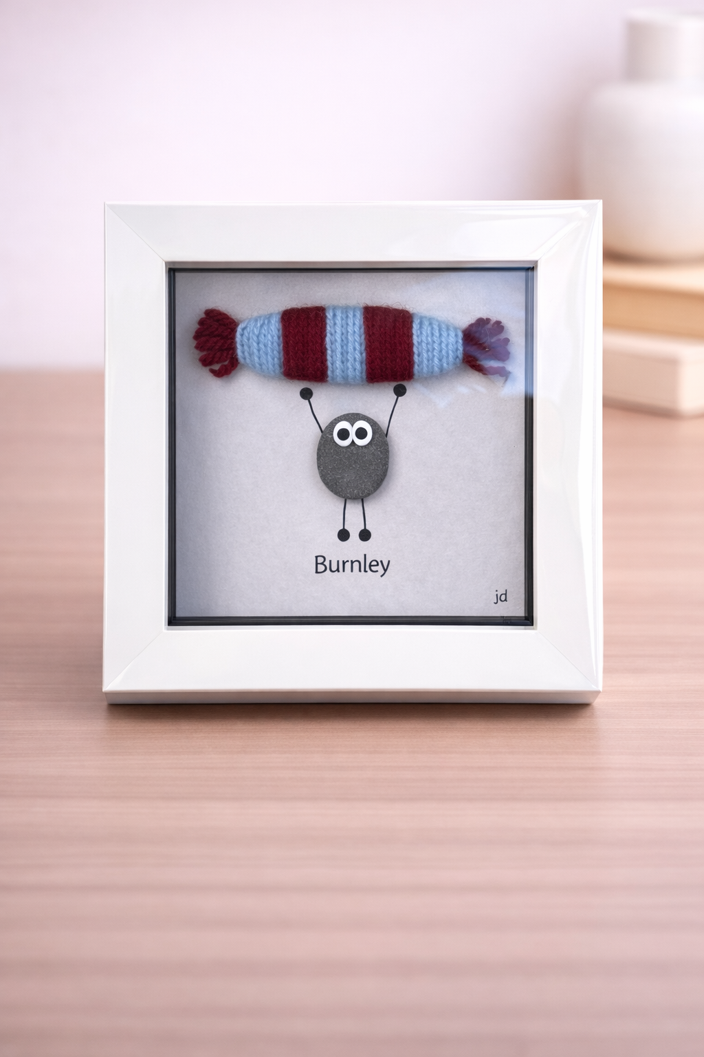 Burnley Gift for Football Fan – Handmade Pebble Art Frame – Supporter Decor - Unique Keepsake