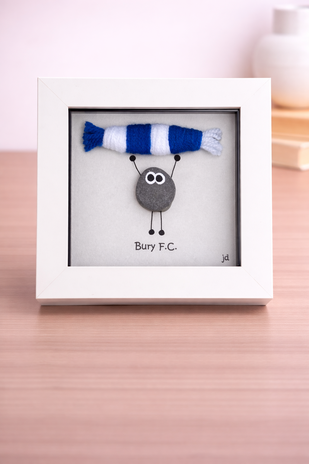 Bury Gift for Football Fan – Handmade Pebble Art Frame – Supporter Decor - Unique Keepsake