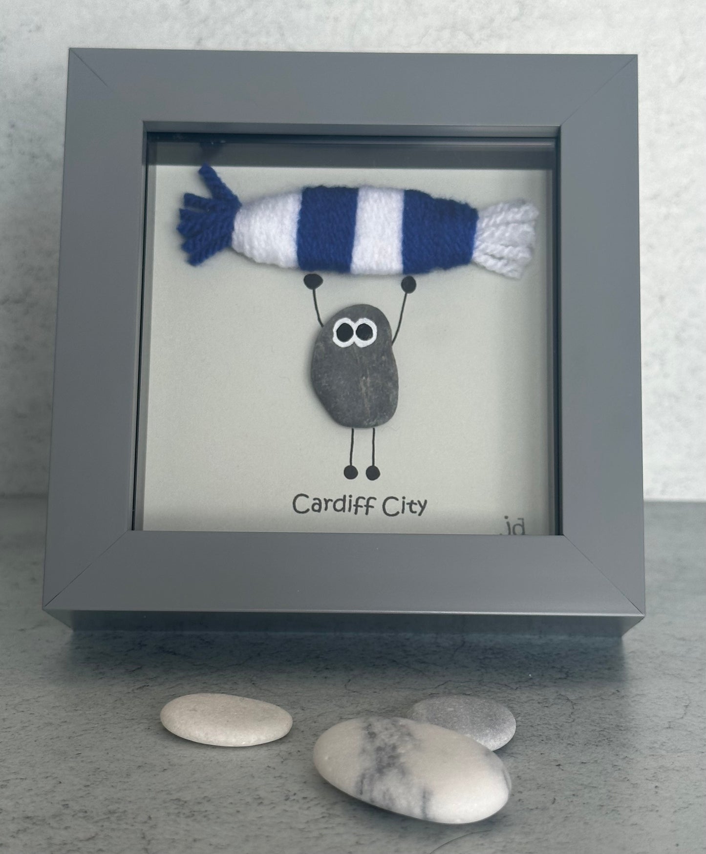 Cardiff City Gift for Football Fan – Handmade Pebble Art Frame – Supporter Decor - Unique Keepsake