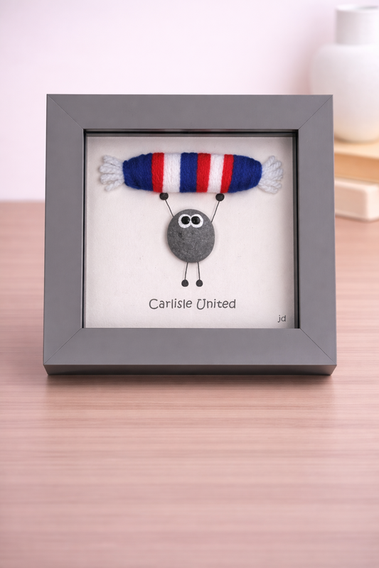 Carlisle Frame- Carlisle Art, Carlisle Fan, Football gift, Football Fan, Pebble Art, Gift for Him, Birthday Gift, Valentines Gift