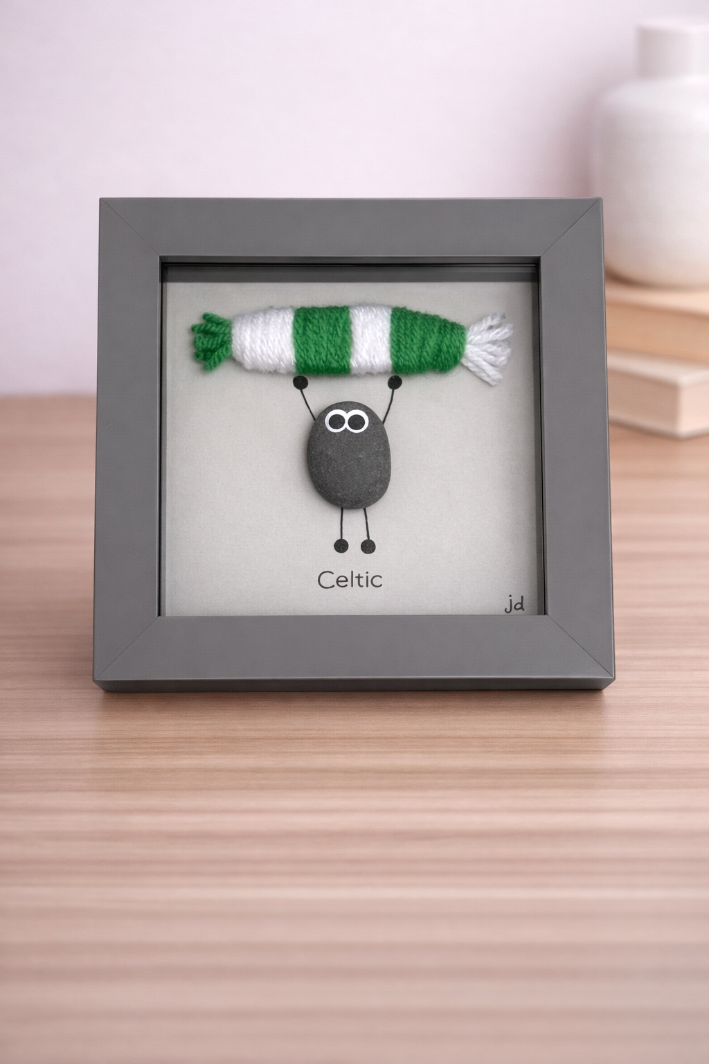 Celtic Gift for Football Fan – Handmade Pebble Art Frame – Supporter Decor - Unique Keepsake