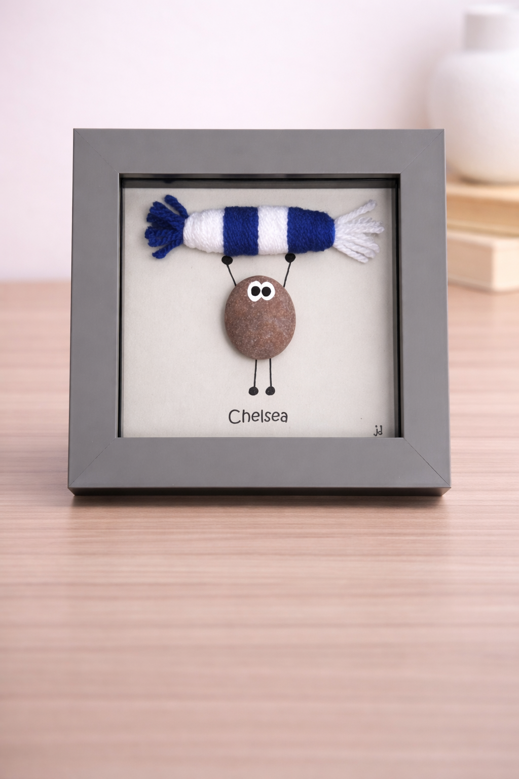 Chelsea Gift for Football Fan – Handmade Pebble Art Frame – Supporter Decor - Unique Keepsake
