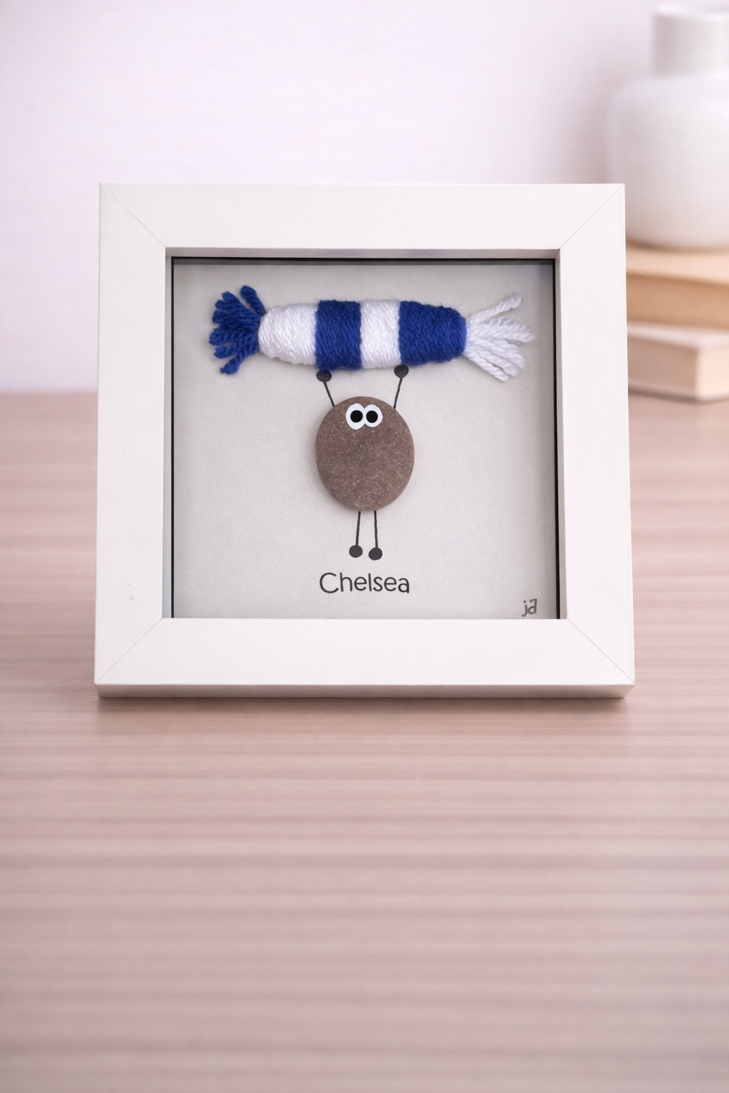 Chelsea Gift for Football Fan – Handmade Pebble Art Frame – Supporter Decor - Unique Keepsake