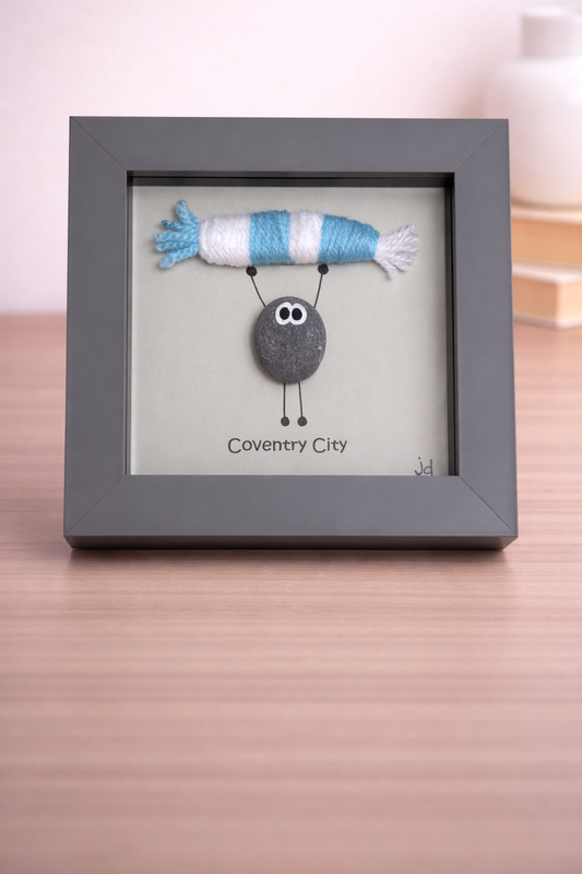 Coventry City Gift for Football Fan – Handmade Pebble Art Frame – Supporter Decor - Unique Keepsake