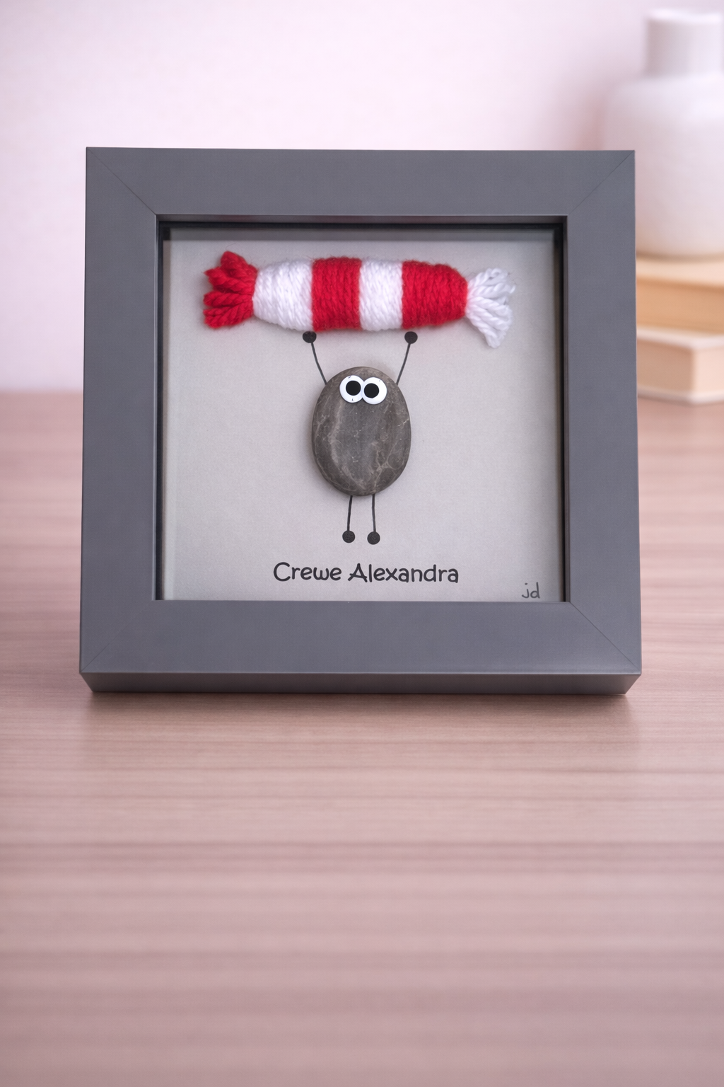 Crewe Alexandra Gift for Football Fan – Handmade Pebble Art Frame – Supporter Decor - Unique Keepsake