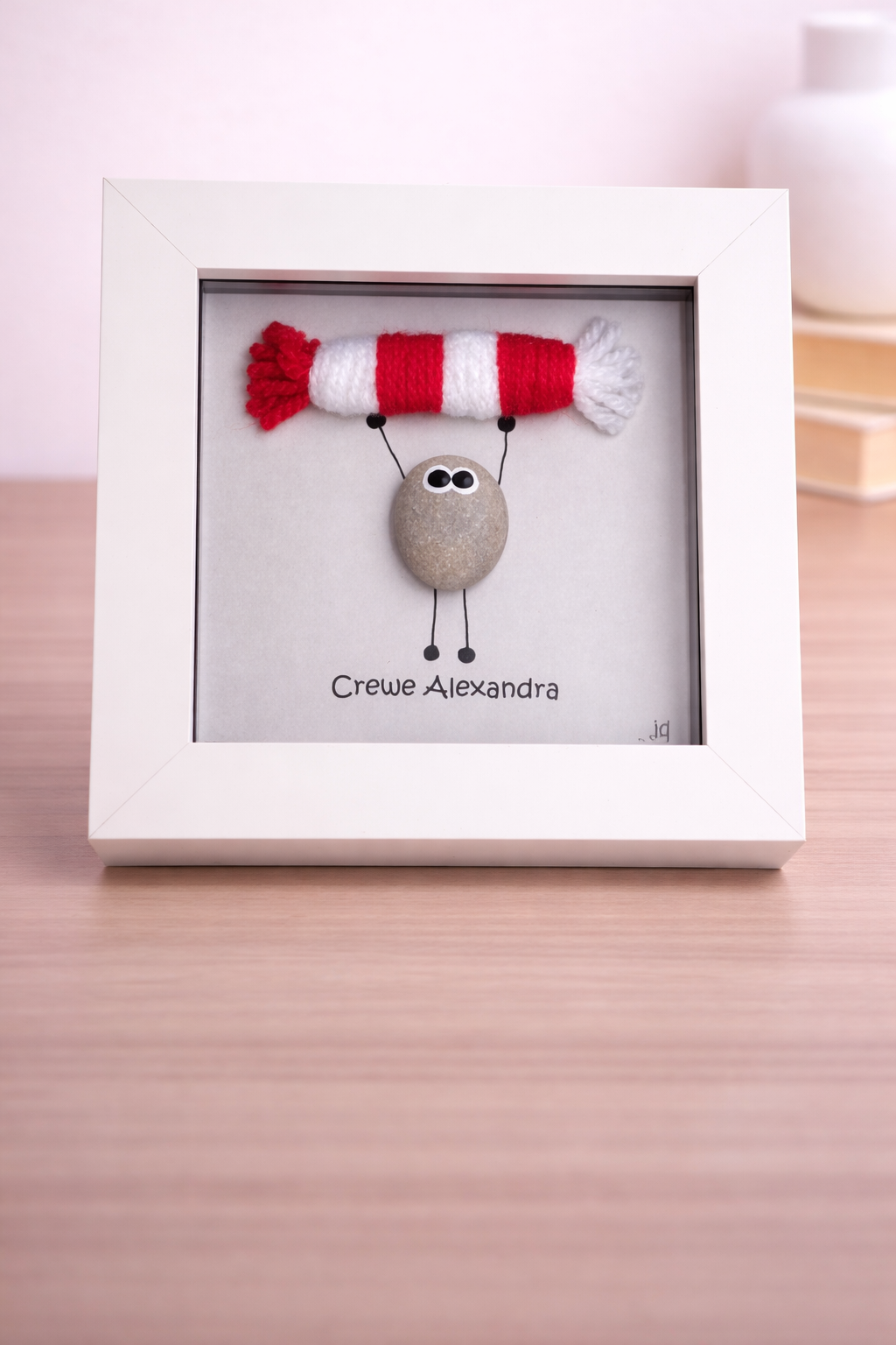 Crewe Alexandra Gift for Football Fan – Handmade Pebble Art Frame – Supporter Decor - Unique Keepsake