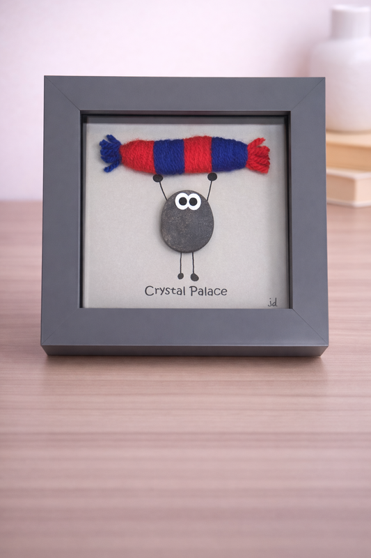Crystal Palace Gift for Football Fan – Handmade Pebble Art Frame – Supporter Decor - Unique Keepsake