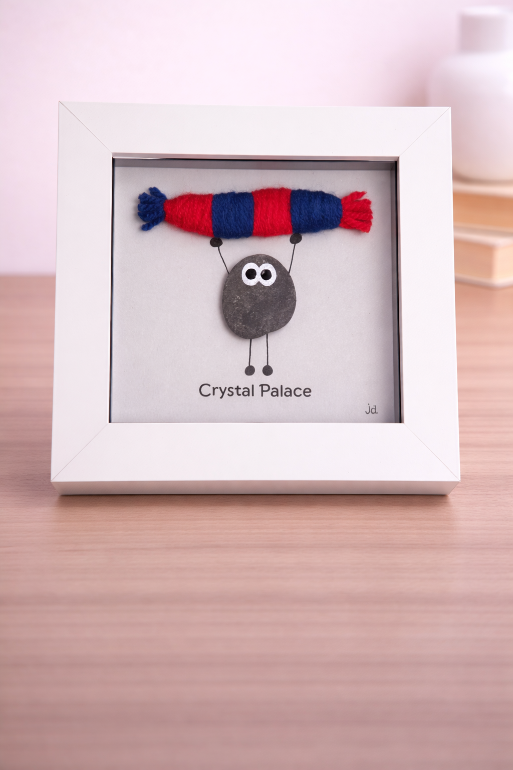 Crystal Palace Gift for Football Fan – Handmade Pebble Art Frame – Supporter Decor - Unique Keepsake