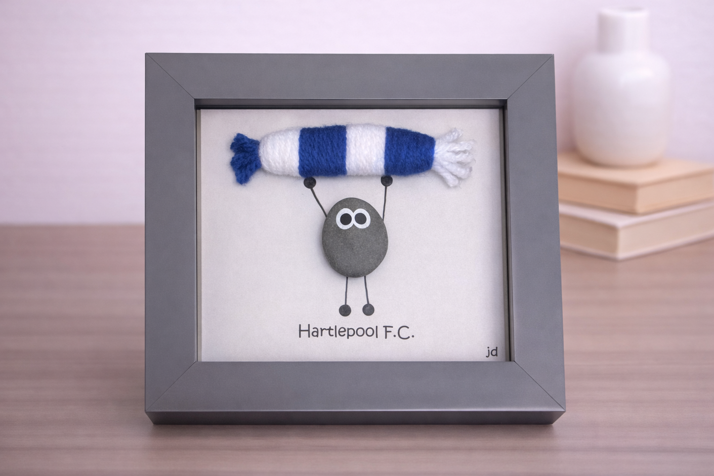 Hartlepool Gift for Football Fan – Handmade Pebble Art Frame – Supporter Decor - Unique Keepsake