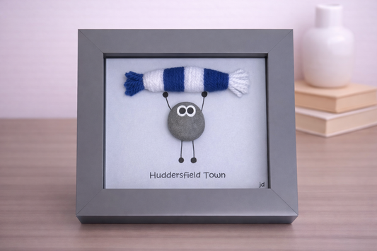 Huddersfield Gift for Football Fan – Handmade Pebble Art Frame – Supporter Decor - Unique Keepsake