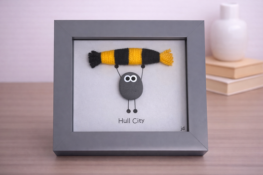 Hull City Gift for Football Fan – Handmade Pebble Art Frame – Supporter Decor - Unique Keepsake