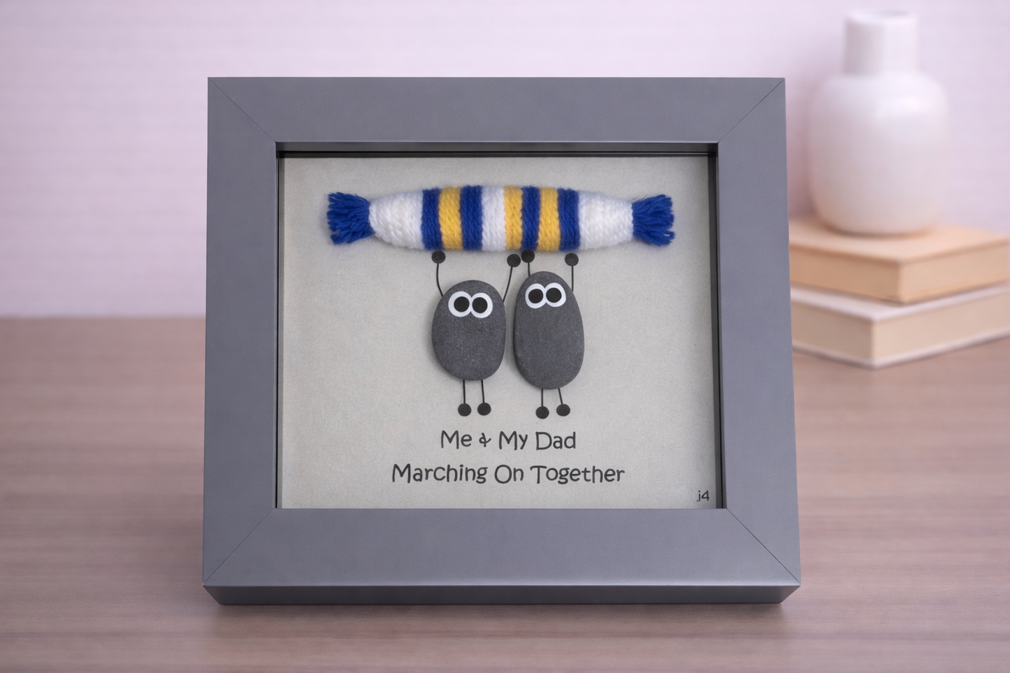 Leeds United Gift for Football Fan – Handmade Pebble Art Frame – Supporter Decor - Unique Keepsake