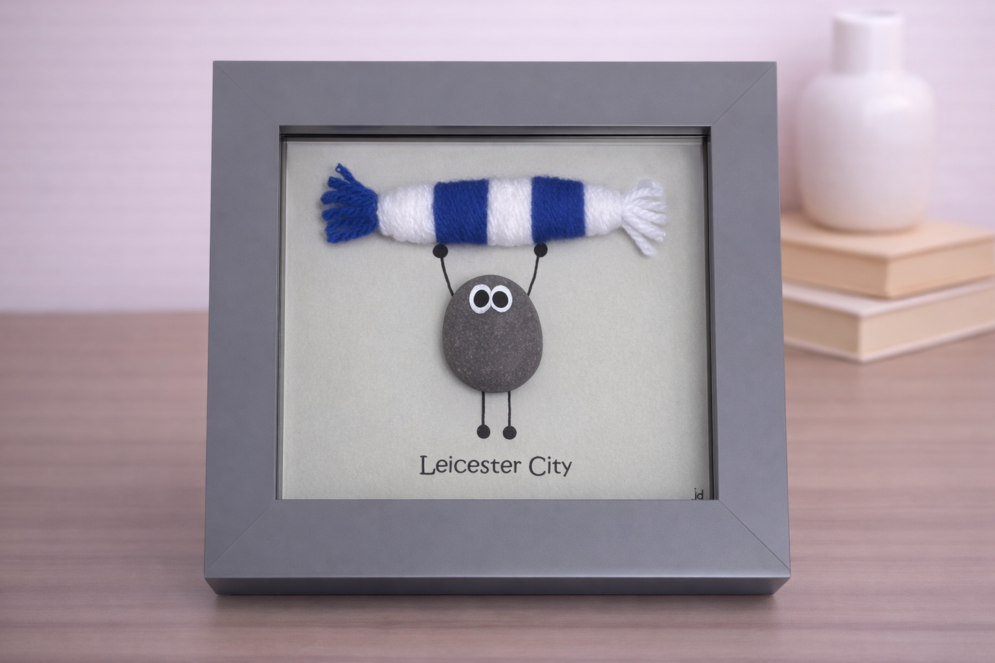 Leicester City Gift for Football Fan – Handmade Pebble Art Frame – Supporter Decor - Unique Keepsake
