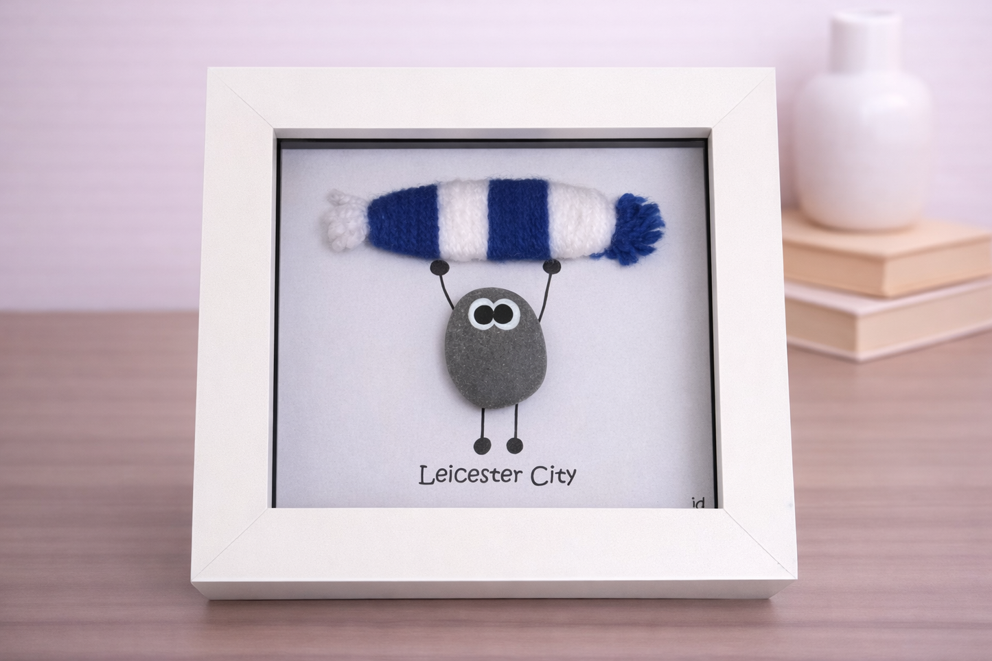 Leicester City Gift for Football Fan – Handmade Pebble Art Frame – Supporter Decor - Unique Keepsake