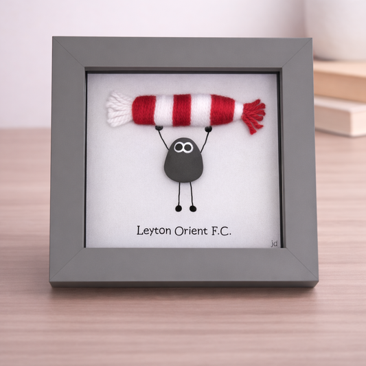 Leyton Orient Gift for Football Fan – Handmade Pebble Art Frame – Supporter Decor - Unique Keepsake